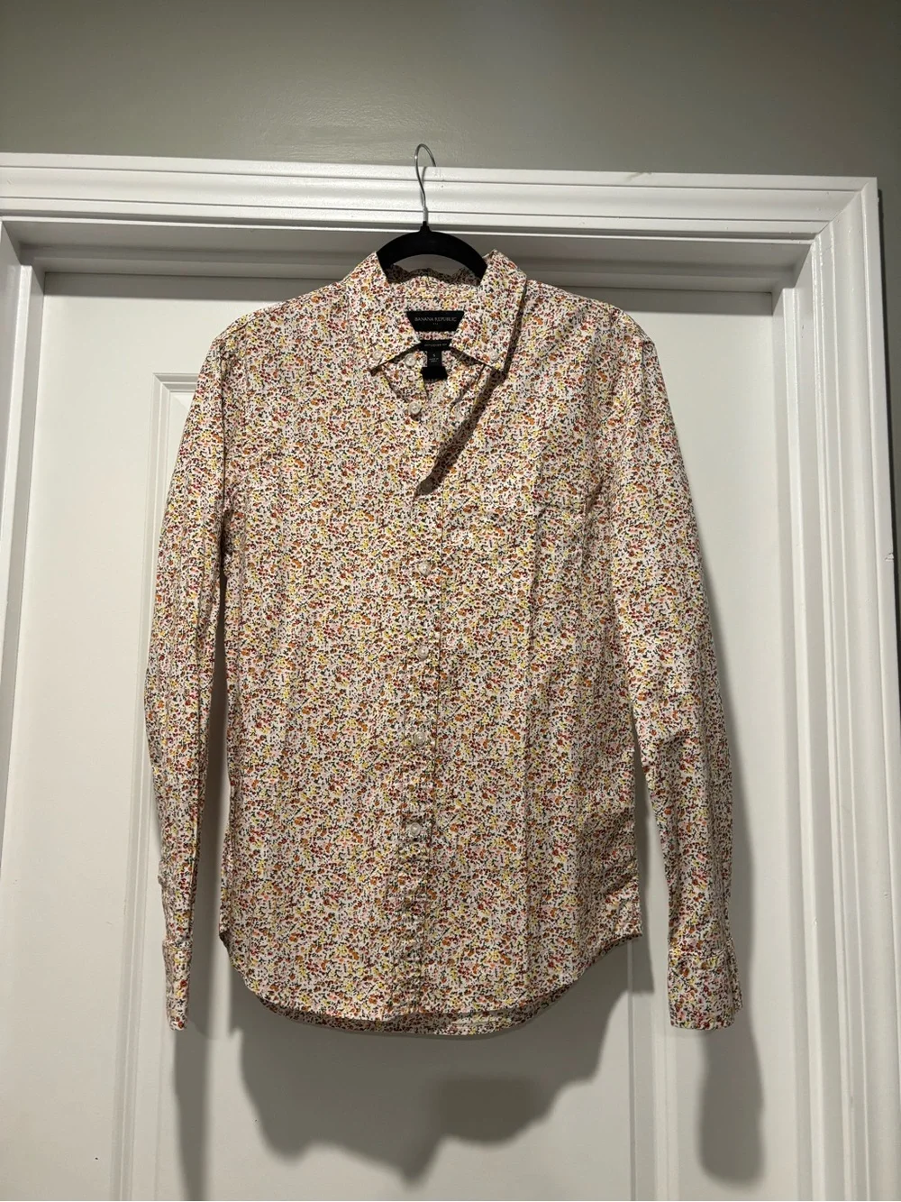 Banana Republic Flex Washed Men Multicolor Floral Slim Woven Button-Down Size S